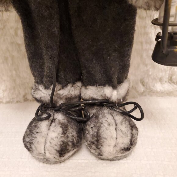 NWT White Pine Free Standing Santa Black White Plaid Herringbone Holiday Decor - Picture 10 of 17